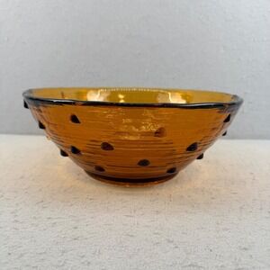 Vtg Blenko 925 Amber Glass Bowl Hank Adams Studded Brutalist